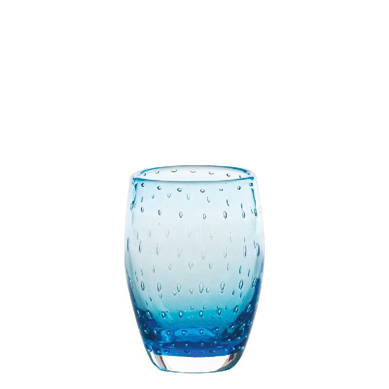 Zafferano Bolicante Lot de 6 Verres Tumbler en Verre Soufflé à la Bouche Couleur Aquamarine Décoration Effet Bulles Tradition Artisanale de Murano_0