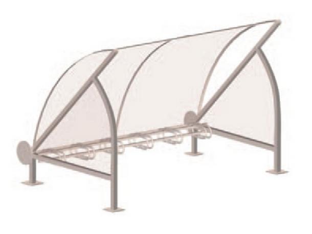 Abri vélo semi-ouvert demi-lune - structure en acier - bardage en polycarbonate alvéolaire - 6 places pour vélos_0