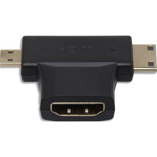 Adaptateur HDMI - HDMI Mini - Micro HDMI, femelle/mâle/mâle, noir - APM_0