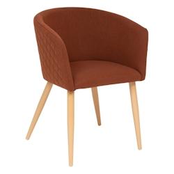 Atmosphera Chaise Fauteuil de table tissu Ambre et pieds en métal aspect Bois naturel - orange 3560233561374_0