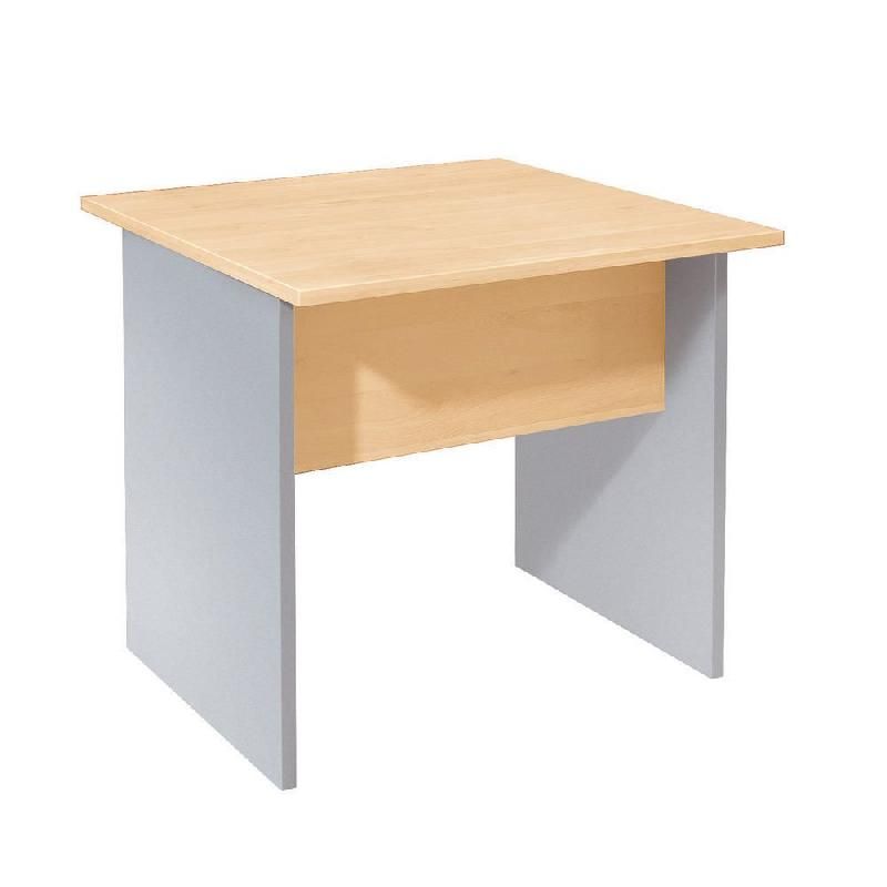 BUREAU DROIT PRONTO HÊTRE - L. 80 X P. 80 CM - PLATEAU HÊTRE - PIEDS PLEINS ALUMINIUM