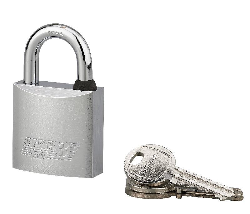 Cadenas à clé Mach 3 - 30 mm - Laiton nickelé monobloc - Haute résistance à la corrosion - THIRARD_0