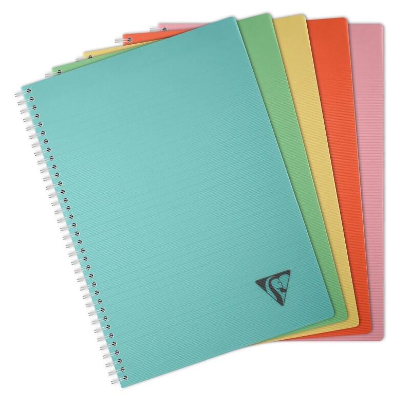 Clairefontaine Lot de 5 Cahier Linicolor Essence A4, 180p./90 feuilles 90 g/m² reliure intégrale, couv. Polypro assortis, Seyès - 3329683271161_0