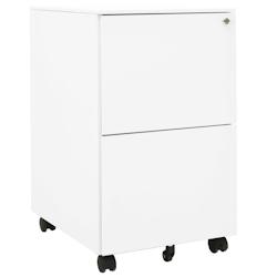 Décoshop26 - Caissons à tiroirs meuble de bureau sur roulettes avec 2 tiroirs 39 x 45 x 67 cm en acier blanc DEC024572 - blanc 3000254779384_0