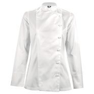 Emotion - veste de cuisine femme - Clément Design - col officier arrondi - coton égyptien premium_0
