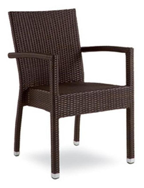 Fauteuil Koumac - châssis en aluminium - tressage synthétique chocolat_0