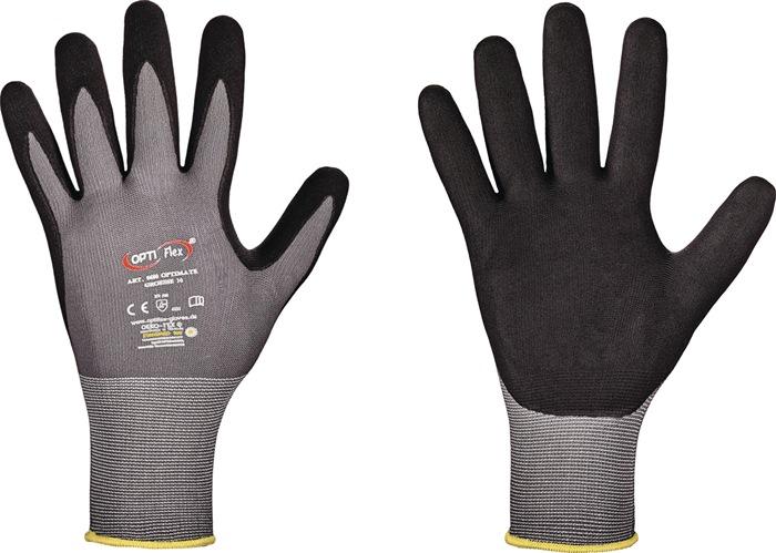 Gant Optimate taille 11 gris/noir - Catégorie EPI II - EN 420 / EN 388 - Optiflex avec mousse nitrile respirante_0