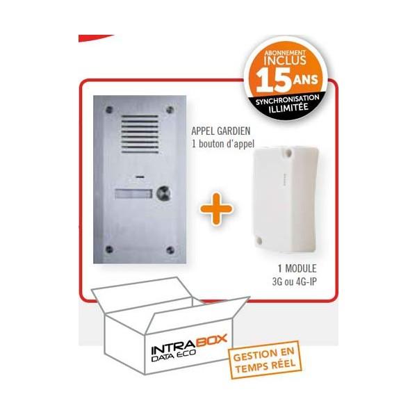 Intrabox appel gardien 1BP - platine audio 1 bouton - prépayé 15 ans de communications - Référence 06-0146_0