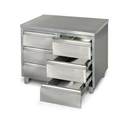 Meuble bas inox 1000 x 700 mm avec 6 tiroirs PREMIUM / GOLDINOX - gris inox MT6107_0
