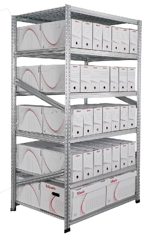 Rayonnage d'archive double face 6 niveaux boites l.1200 x p.700 mm_0