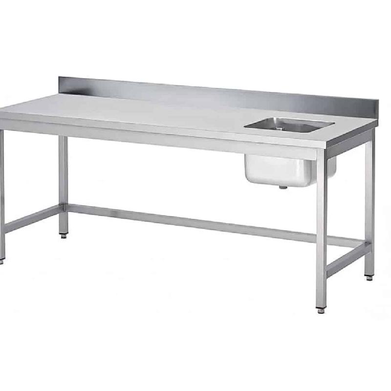 Table du chef soudée adossée - Bac à droite - 2000 mm - Profondeur 700 mm - Réf STCA207-443D-1_0