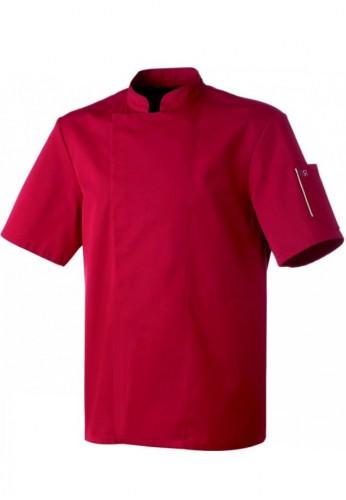 Veste de cuisine NERO bordeaux - manches courtes - boutons pressions cachés - tailles S à 3XL_0