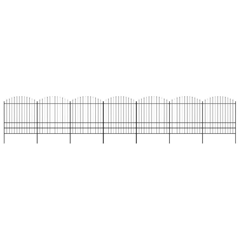 Vidaxl clôture de jardin à dessus en lance acier (1,75-2)x11,9 m noir 277754_0