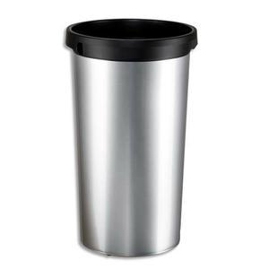 Vileda collecteur rond IRIS 50L en plastique résistant - Ø 38cm x H 73cm - coloris gris avec support de sac intégré_0