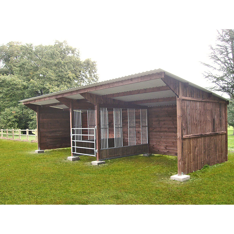 Abri de stockage en bois traité - toiture bac acier - auvent 0,8 m - fabrication française_0