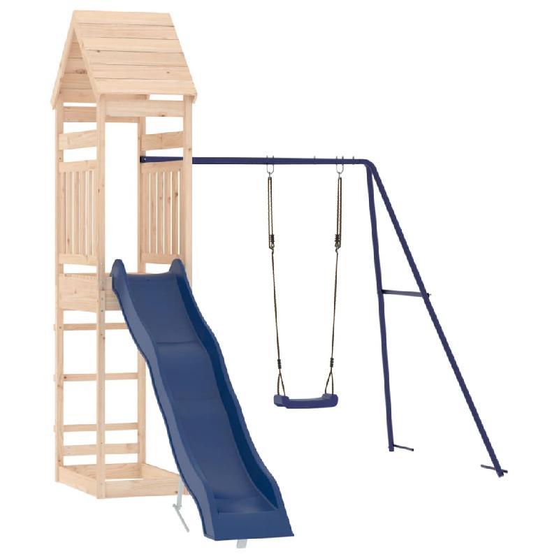 Aire de jeux d'extérieur en bois de pin massif - balançoires, toboggan, portiques robustes - 245 x 373 x 264 cm - 02_0004766_0