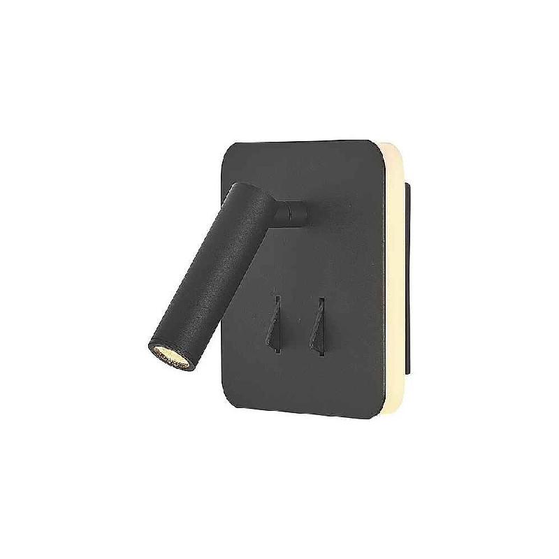 Applique murale intérieure liseuse Led carrée noir mat - Mantra - Cayman - noir aluminium 127826_0