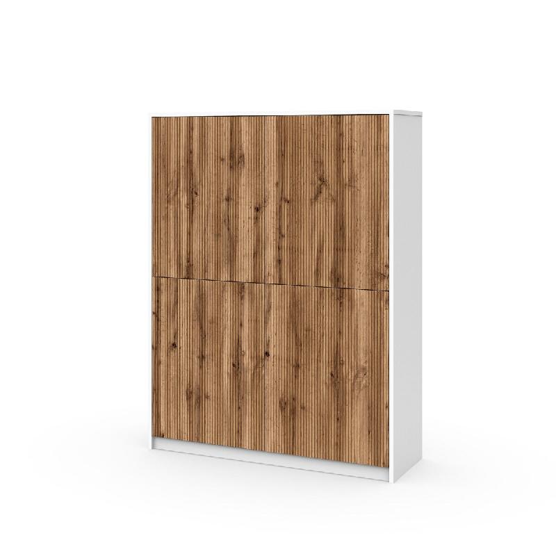 AQA Design Buffet haut BUDAPEST blanc/chêne L.115 P.38 H.150 en mélamine et MDF MP03183 - multicolore Bois manufacturé MP03183_0
