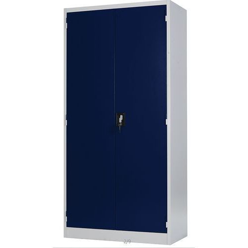 ARMOIRE À PORTES BATTANTES HAUTES - GRIS ET BLEU - MANUTAN