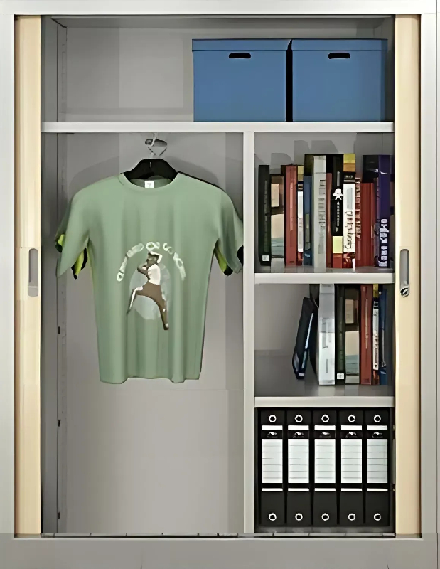 Armoire métallique So Salamanca - 3 étagères + penderie - rideau PVC - Hauteur 160 cm - résistante et facile d'entretien_0