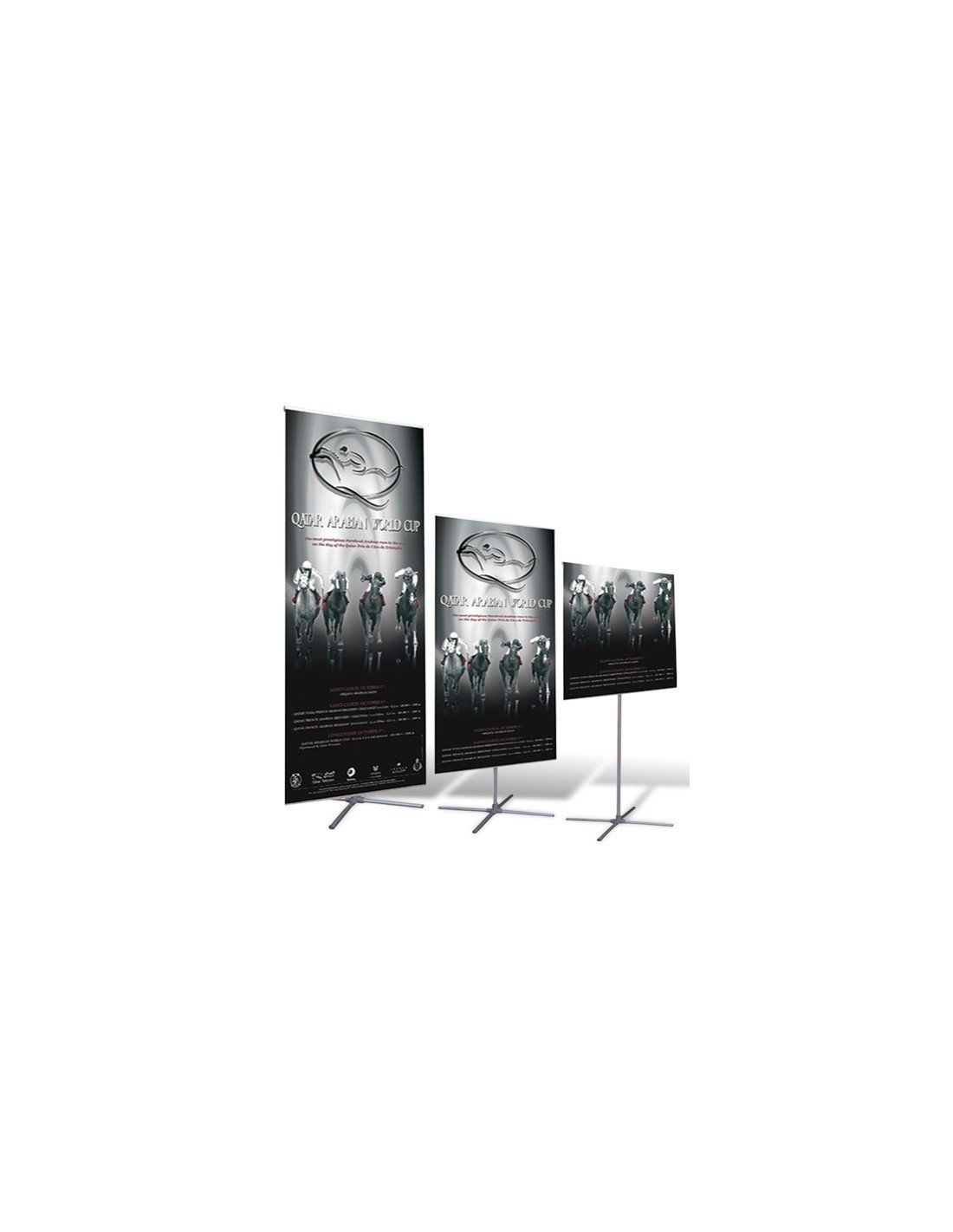Bannière ajustable sur pied en X - Hauteur jusqu'à 2m40 - Largeurs 80cm ou 100cm - Aluminium anodisé_0