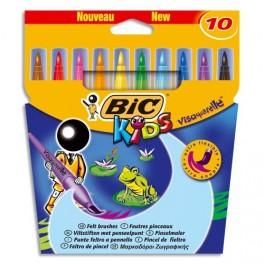 BIC POCHETTE DE 10 FEUTRES À DESSIN POINTE PINCEAU ENCRE LAVABLE CONTE VISAQUARELLE