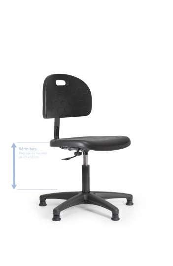 Chaise d'atelier en polyuréthane - fixe - vérin bas 45-58 cm - patins - textfixvbp_0