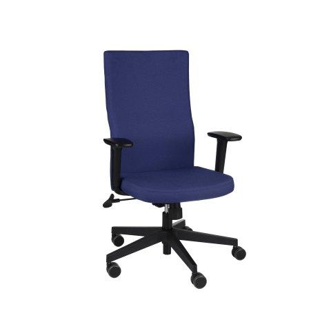 CHAISE DE BUREAU ERGONOMIQUE TEAM PLUS, TISSU, AVEC ACCOUDOIRS 1D, MÉCANISME SYNCHRONE, PIEDS NOIRS - BLEU