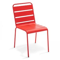 Oviala Business - Chaise en métal rouge style industriel, acier thermolaqué anti-rouille, empilable - Réf. 105761_0