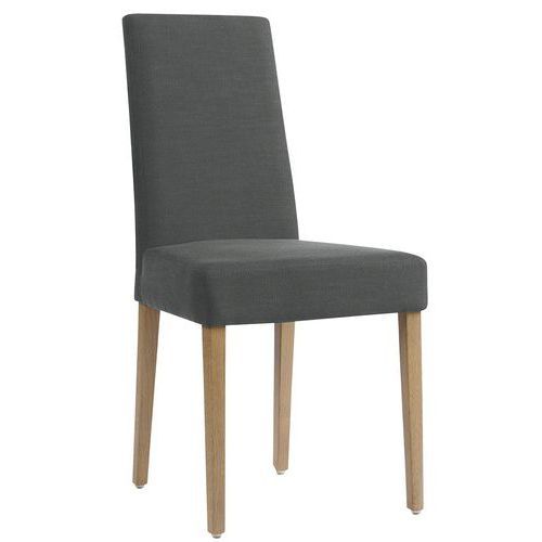 CHAISE SAMMY 4 PIEDS HÊTRE TISSU VELOURS CARABU GRIS MOYEN