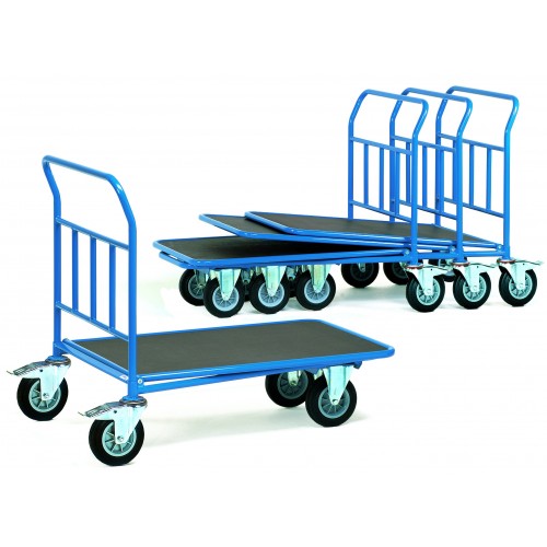 Chariot de magasin emboîtable - 1 ou 2 plateaux antidérapants plastifiés et hydrofuges - Capacité 400 à 500 kg_0