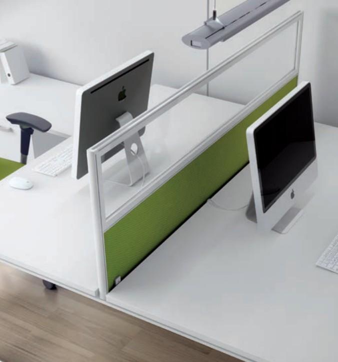 Cloison frontale haute pour bureaux Bench - Mobel Linea - 120, Blanc, Vert A515_0