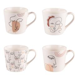 Coffret de 4 mugs Dakota 35 cl -  Multicolore Rond Porcelaine Table Passion_0