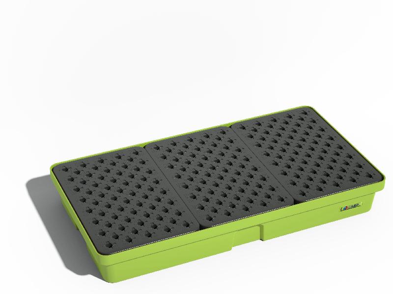 Cuvette de rétention PE avec caillebotis - 90 l - Finition polyéthylène - Charge 200 kg - Poignée intégrée - Fabrication Française_0