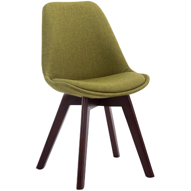 Décoshop26 - Chaise de salle à manger x1  design scandinave en tissu vert et piètement à 4 pieds en bois marron 10_0003304 - marron 3000251511109_0