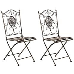 Décoshop26 - Lot de 2 chaises de jardin balcon terrasse design rustique pliable en métal bronze 10_0002877 - 3000251253436_0