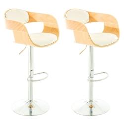 Décoshop26 - Set de 2 chaises hautes tabouret de bar avec repose-pied design moderne bois clair et synthétique blanc 10_0000701 - blanc 3000746969606_0