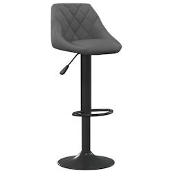 Décoshop26 - Tabouret de bar x1 chaise haute en velours gris foncé coutures losange et acier noir DEC029491 - gris 3000257402319_0