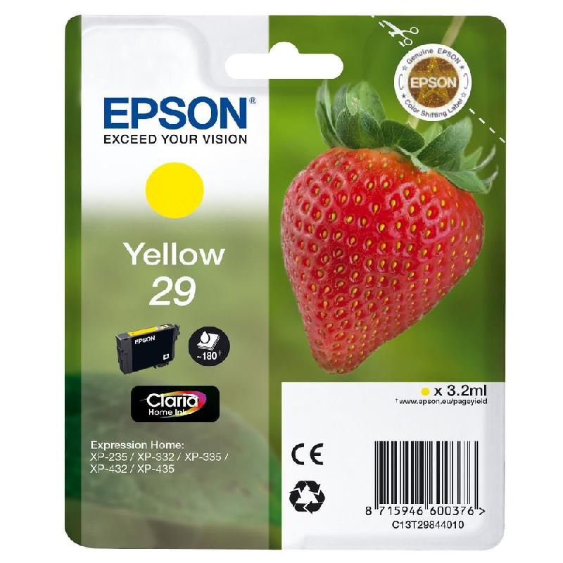 EPSON CARTOUCHE D'ENCRE FRAISE 29 J (C13T29844010) - CLARIA HOME INK - COULEUR: JAUNE