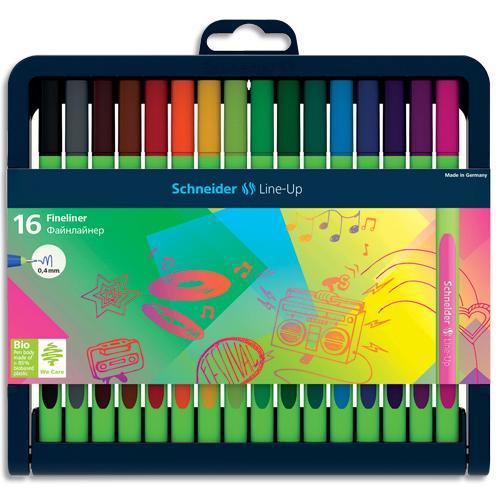 FEUTRE SCHNEIDER FINELINER LINE-UP TRAIT 0,4MM           ERGONOMIQUE CAP-OFF NE SECHE  PAS ETUI CHEVALET 16 COLORIS