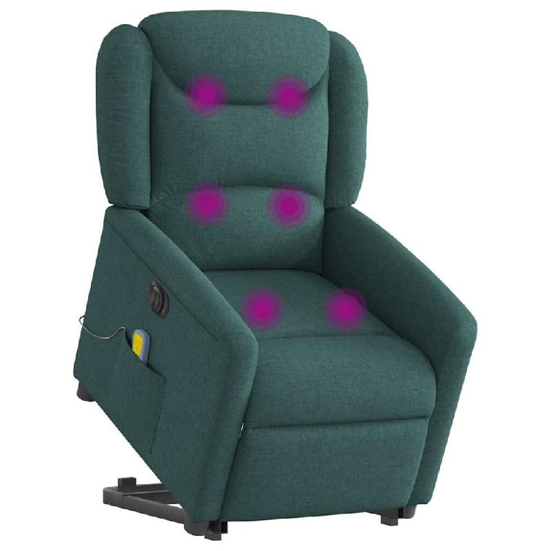 Fauteuil inclinable de massage électrique Vert foncé Tissu Modèle Avelor - 8721102962127_0