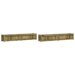 Helloshop26 - Jardinière bac lit surélevé plantes fleurs jardin terrasses lot de 2 bois de pin imprégné marron 02_0039028 - 3000217996827_0