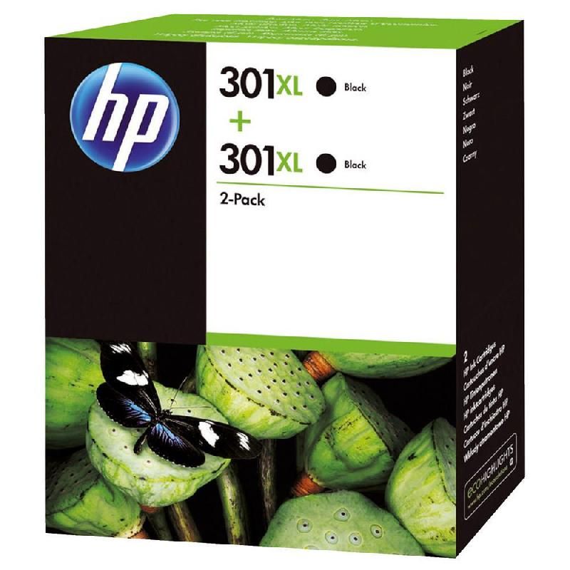 HEWLETT PACKARD CARTOUCHE D'ENCRE 301XL (D8J45AE) - PACK DE 2 - GRANDE CAPACITÉ - COULEUR: NOIR (LOT DE 2 CARTOUCHES)