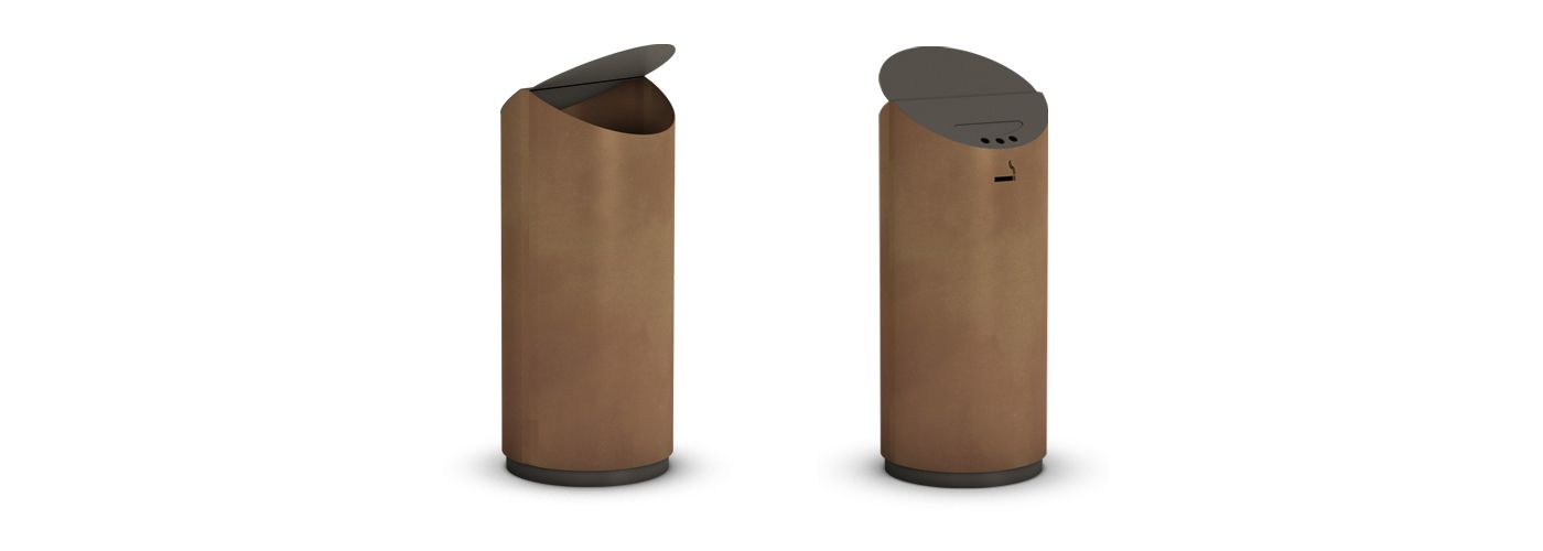 Corbeille NEO - poubelle publique avec cendrier intégré - The Italian Lab - diam. 480mm, h 1100mm, capacité 100L_0