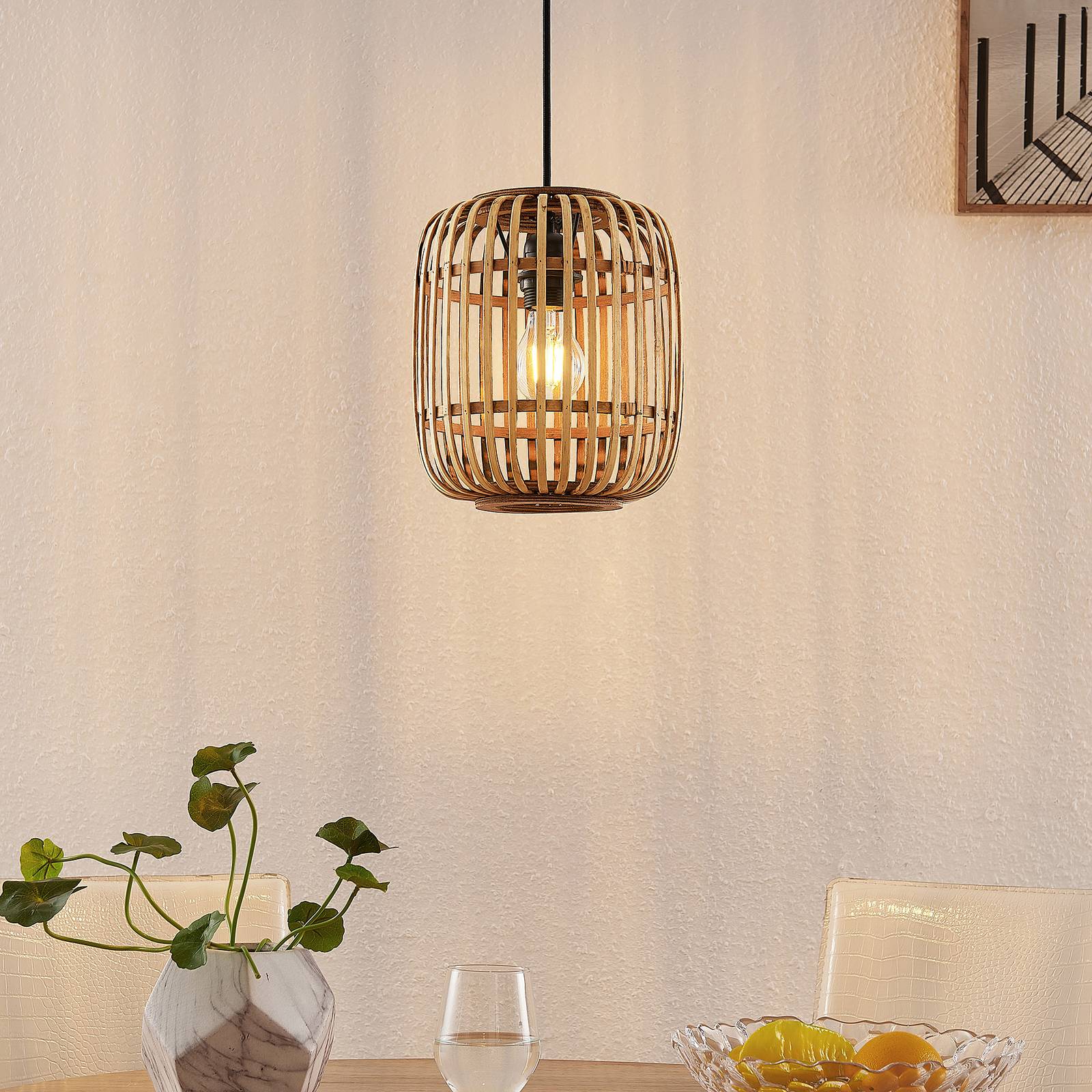 SUSPENSION LINDBY CANYANA, NATUREL, ROTIN, Ø 22 CM