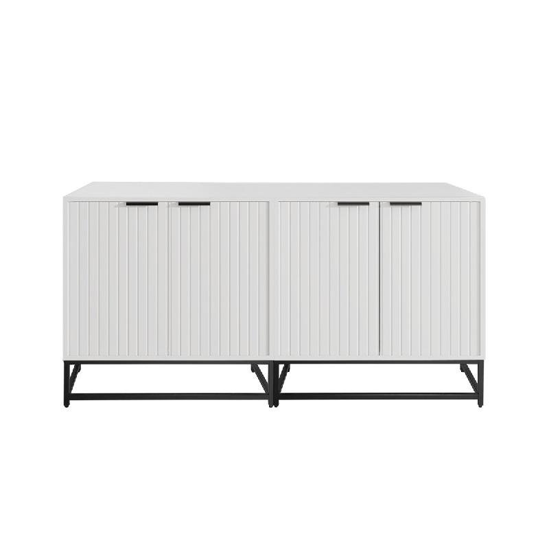 Merax Buffet Commode Moderne avec 2 Portes en Formage sous Vide, Meuble de Rangement sur Pied Dimensions : L160/P40/H80 cm - blanc multi-matériau WF3_0