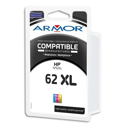 Armor - Cartouche d'encre remanufacturée HP 62XL - Haute capacité - 3 couleurs - Compatible avec DeskJet, Envy et OfficeJet_0