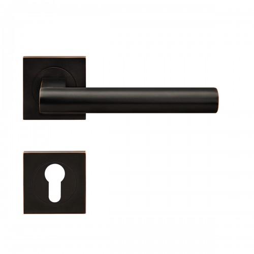 POIGNÉES DE PORTE SUR ROSACES CARRÉES - SÉRIE ER 45 Q - MADEIRA - NOIR - CLÉ I KARCHER DESIGN