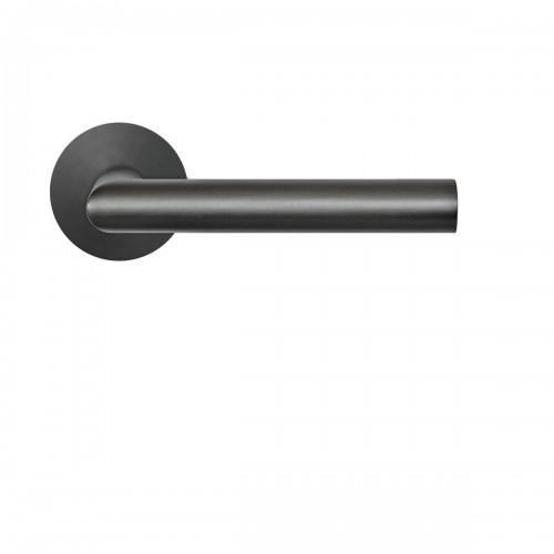 POIGNÉES DE PORTE SUR ROSACES RONDES - SÉRIE EPL 28 RHODOS - GRIS TITANIUM - BEC DE CANE KARCHER DESIGN