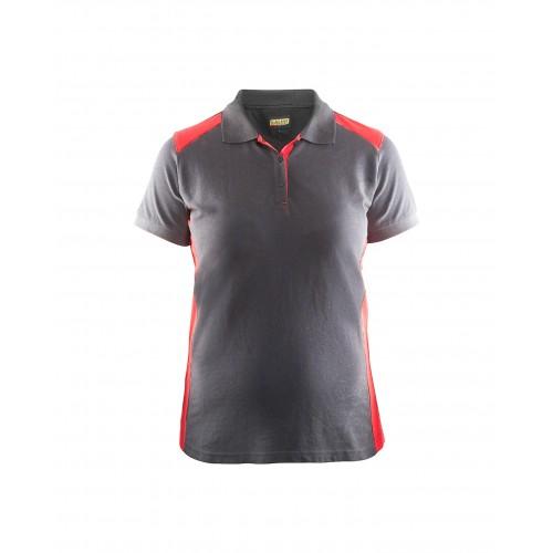 POLO DE TRAVAIL FEMME EN COTON 3390 - ROUGE ET GRIS CLAIR - L BLAKLADER